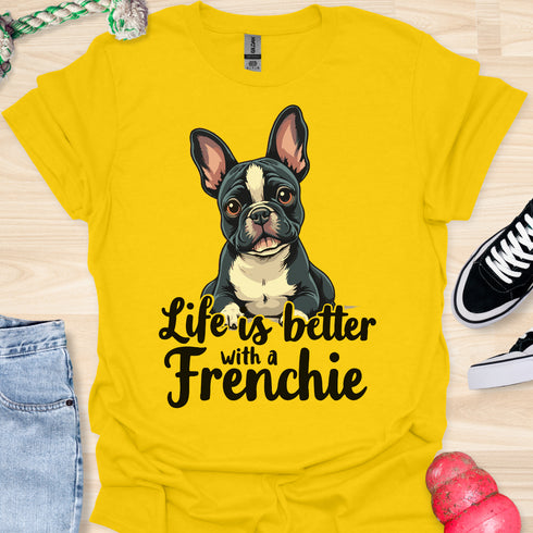 Life is better with a frenchie - V6 - Elegant Graphic T-Shirt